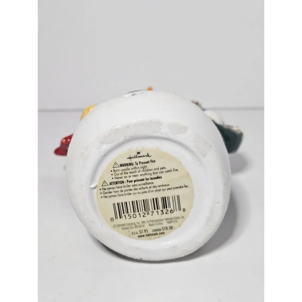 Hallmark Ceramic Snowman Tealight Candle Holder Heart Cutouts Christmas Vintage